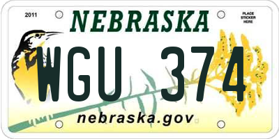 NE license plate WGU374