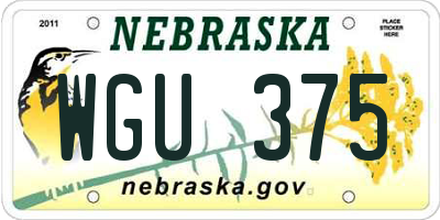 NE license plate WGU375