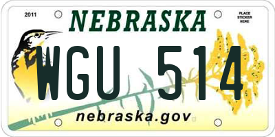 NE license plate WGU514