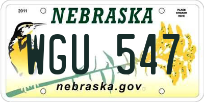 NE license plate WGU547