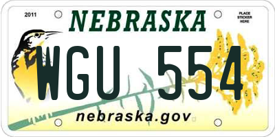 NE license plate WGU554