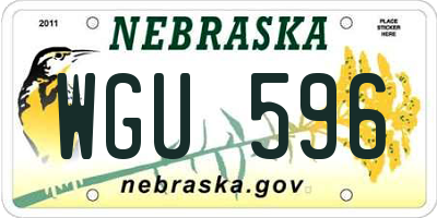NE license plate WGU596