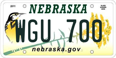 NE license plate WGU700