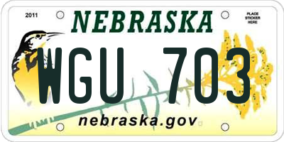 NE license plate WGU703
