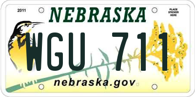 NE license plate WGU711