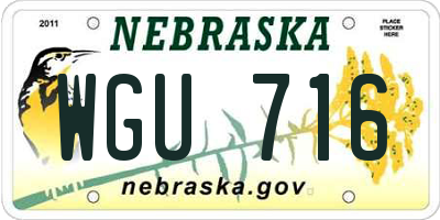 NE license plate WGU716