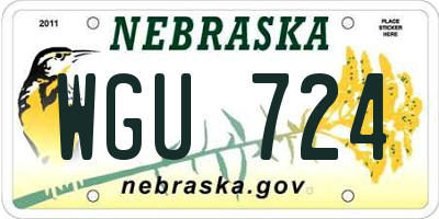 NE license plate WGU724