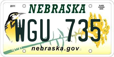 NE license plate WGU735