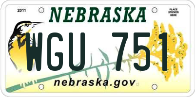 NE license plate WGU751