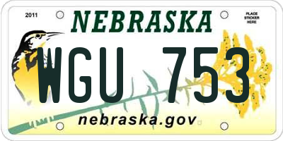 NE license plate WGU753