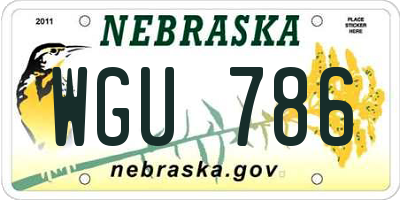 NE license plate WGU786