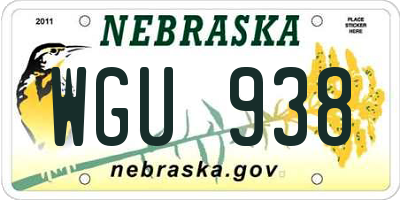 NE license plate WGU938