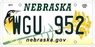 NE license plate WGU952