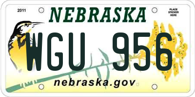 NE license plate WGU956