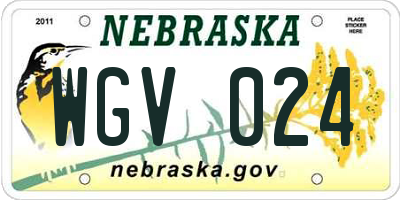 NE license plate WGV024