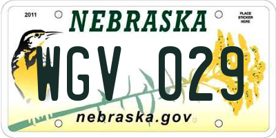 NE license plate WGV029