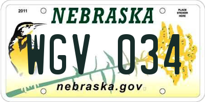 NE license plate WGV034