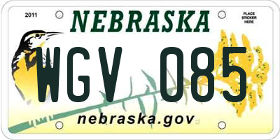 NE license plate WGV085