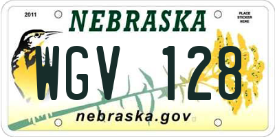 NE license plate WGV128