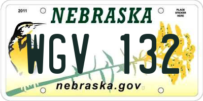 NE license plate WGV132