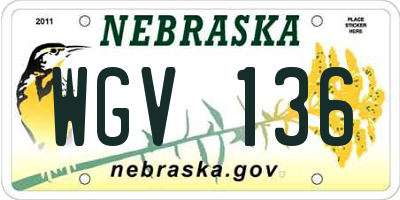 NE license plate WGV136