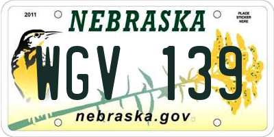 NE license plate WGV139