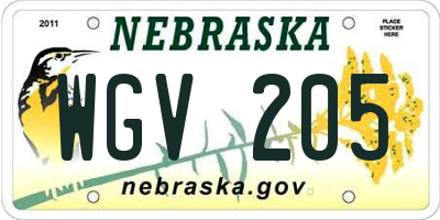 NE license plate WGV205