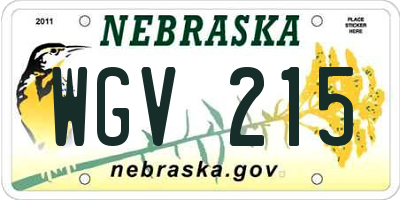 NE license plate WGV215