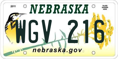 NE license plate WGV216