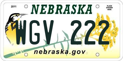 NE license plate WGV222
