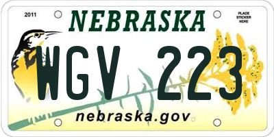 NE license plate WGV223