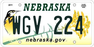 NE license plate WGV224