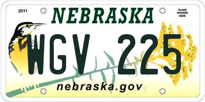 NE license plate WGV225