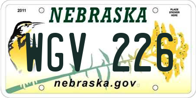 NE license plate WGV226