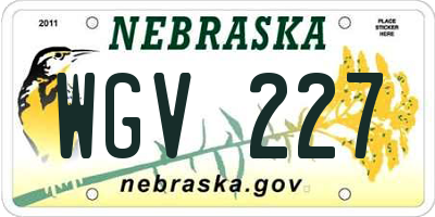 NE license plate WGV227