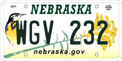 NE license plate WGV232