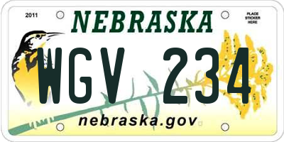 NE license plate WGV234