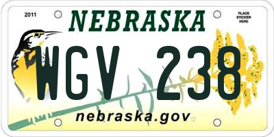 NE license plate WGV238