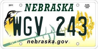 NE license plate WGV243