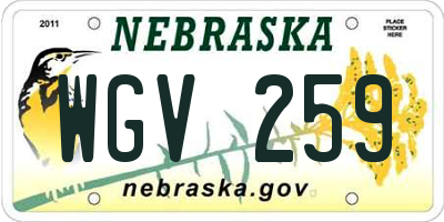 NE license plate WGV259