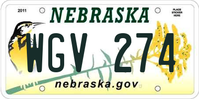 NE license plate WGV274