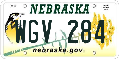 NE license plate WGV284