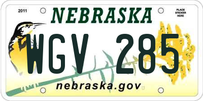 NE license plate WGV285