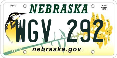 NE license plate WGV292