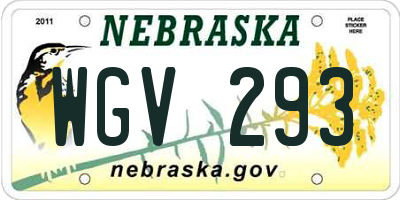 NE license plate WGV293