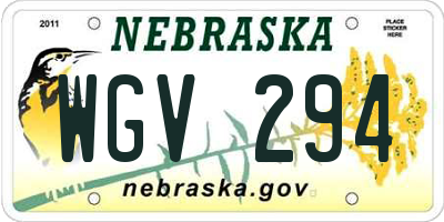 NE license plate WGV294