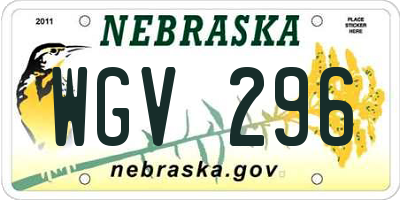 NE license plate WGV296