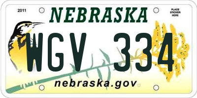 NE license plate WGV334