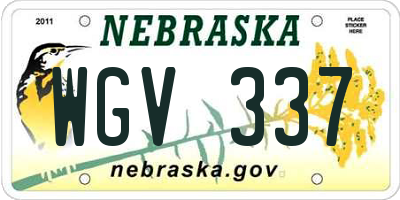 NE license plate WGV337
