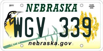 NE license plate WGV339